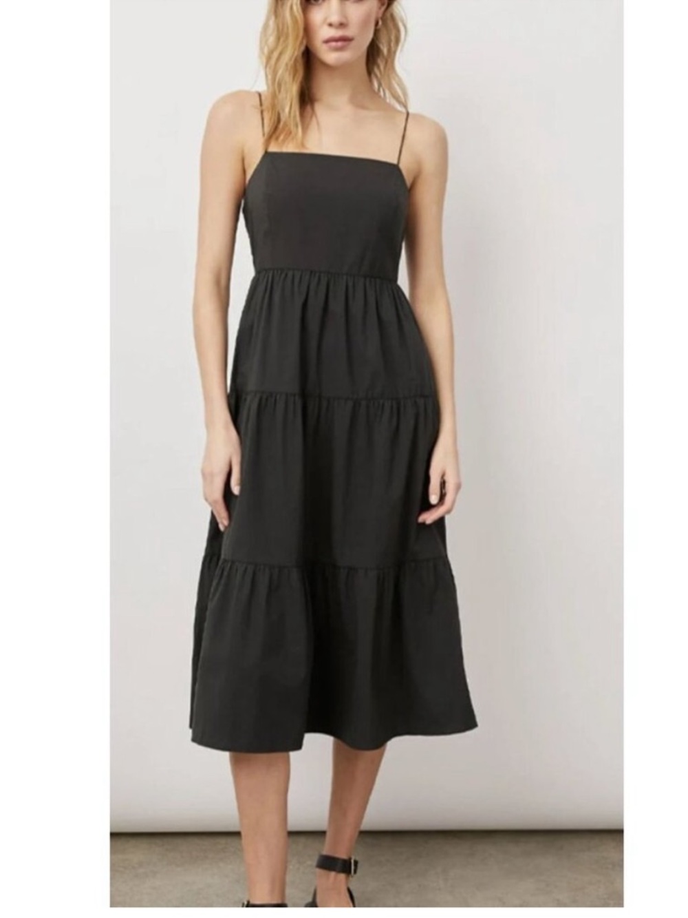 Rails Leni Tiered Midi Dress Open Strappy Tie Back Medium